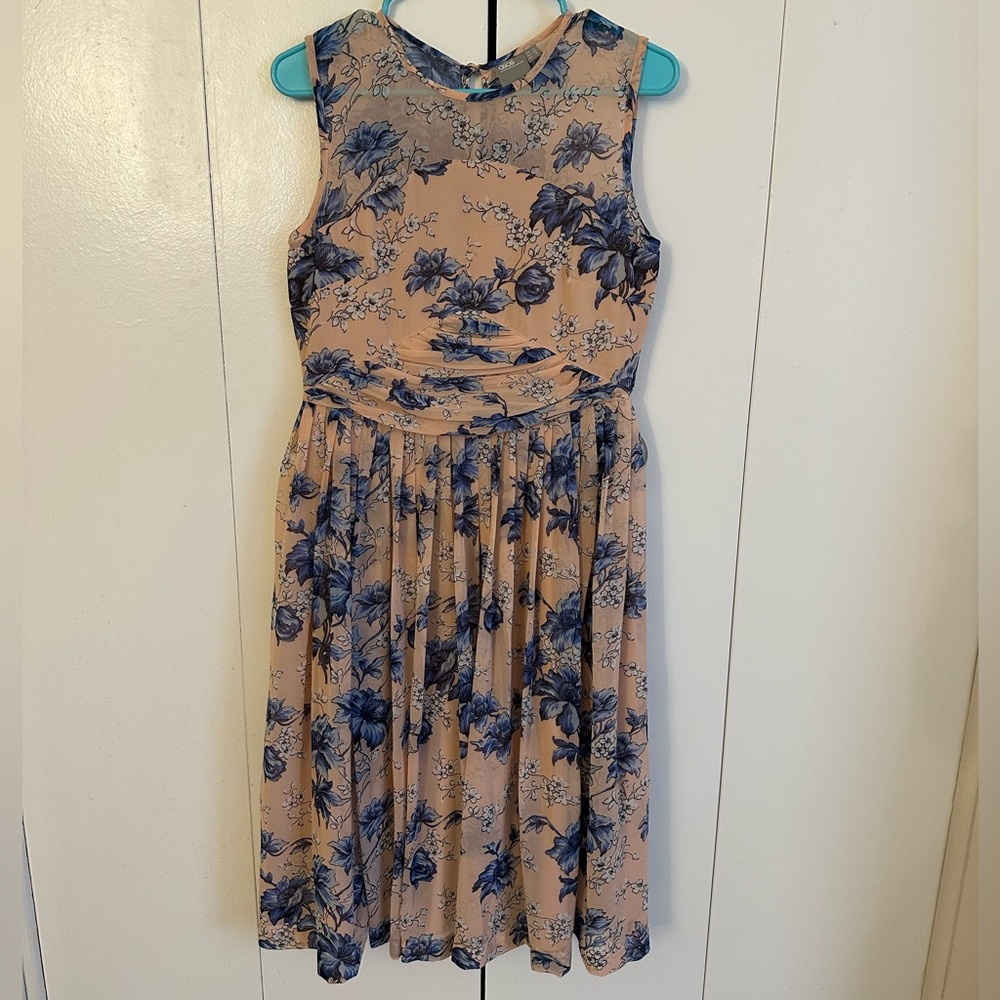 Pleated Floral Midi Dress